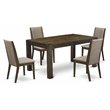Pemberly Row 5-Piece Dinette Set in Jacobean Brown with Linen Seats