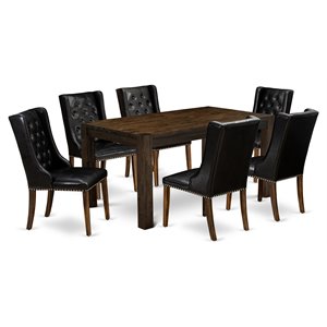 Pemberly Row 7-Piece Wood Dining Set in Jacobean Brown and Black