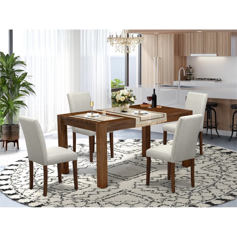 Pemberly Row 5-Piece Wooden Dining Set in Gray and Antique Walnut Finish