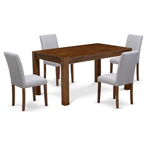 Pemberly Row 5-Piece Wooden Dining Set in Gray and Antique Walnut Finish