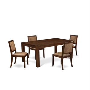 Pemberly Row 5-Piece Kitchen Table Set in Walnut Finish with Faux Leather