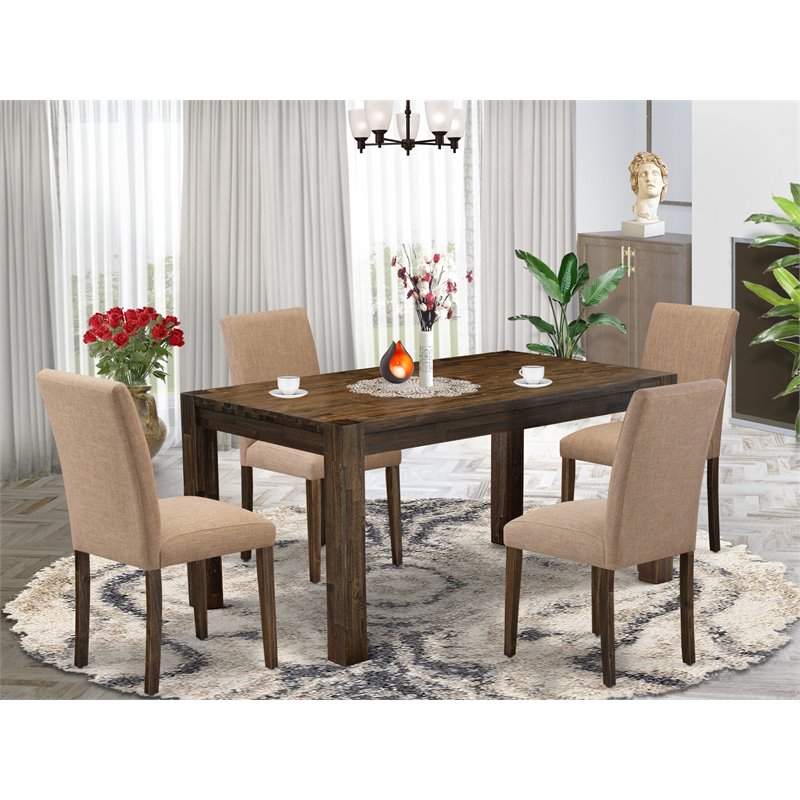 Pemberly Row 5-Piece Dining Set with Rectangular Table in Brown and Sable