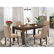 Pemberly Row 5-Piece Dining Set with Rectangular Table in Brown and Sable