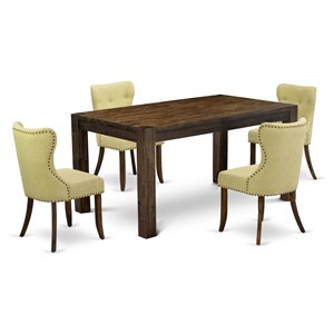 Pemberly Row 5-Piece Jacobean Brown Dining Set with Chairs in Limelight