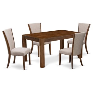 Pemberly Row 5-Piece Wood Dining Table Set in Natural Finish
