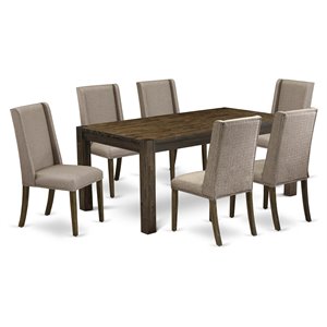 Pemberly Row 7-Piece Dining Set in Jacobean Brown with Dark Khaki Seats