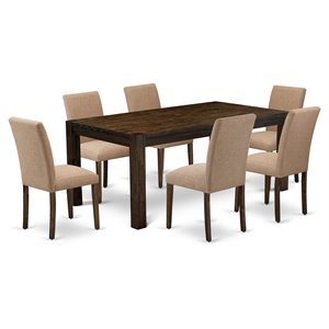 Pemberly Row 7-Piece Wood Dining Set in Distressed Jacobean Brown