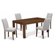 Pemberly Row 5-Piece Wood Dining Set with Doeskin Upholstery in Natural