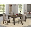 Pemberly Row 5-Piece Wood Dinette Set with Brown Table and Khaki Chairs