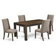 Pemberly Row 5-Piece Wood Dinette Set with Brown Table and Khaki Chairs