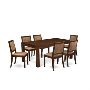 Pemberly Row 7-Piece Dining Set in Antique Walnut with Faux Leather