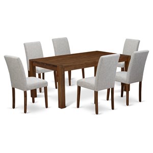 Pemberly Row 7-Piece Dining Set with Table and Parson Chairs in Natural