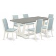 Pemberly Row 7-Piece Wood Dining Set in Linen White and Baby Blue