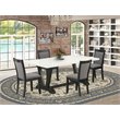 Pemberly Row 5-Piece Dining Set in Black and Gray with Linen Upholstery