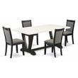 Pemberly Row 5-Piece Dining Set in Black and Gray with Linen Upholstery