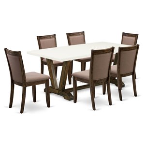 Pemberly Row 7-Piece Rubber Wood Dining Set in Coffee Finish