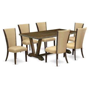 Pemberly Row 7-Piece Acacia Wood Dining Set in Jacobean Finish