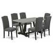 Pemberly Row 7-Piece Wood Dining Set in Dark Gotham Gray and Cement