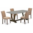 Pemberly Row 5-Piece Rectangular Dining Table Set in Cement Finish