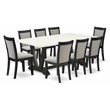 Pemberly Row 9-Piece Rubberwood Dining Set in White & Gray Upholstery