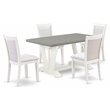 Pemberly Row 5-Piece Acacia Wood Dining Set in Cement and Cream