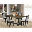 Pemberly Row 5-Piece Acacia Modern Dining Set in Black Gray Jacobean