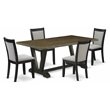 Pemberly Row 5-Piece Acacia Modern Dining Set in Black Gray Jacobean