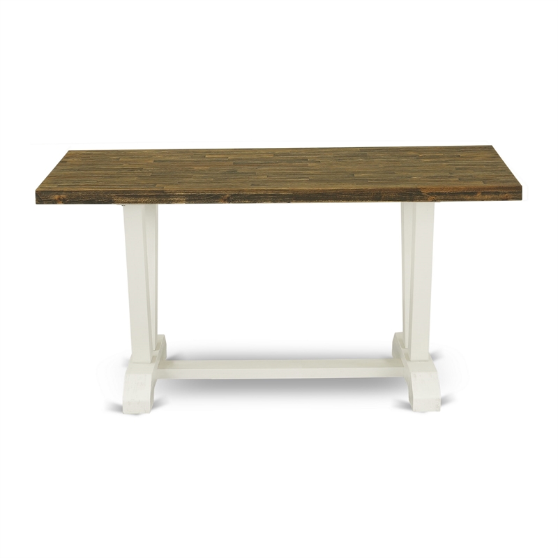 Pemberly Row Rectangular Rubber Wood Dining Table in Jacobean Finish