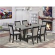 Pemberly Row 7-Piece Acacia Wood Dining Set in Cement and Black Finish