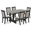 Pemberly Row 7-Piece Acacia Wood Dining Set in Cement and Black Finish