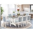Pemberly Row 9-Piece Acacia Wood Dining Set in Linen White & Baby Blue