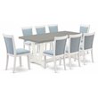Pemberly Row 9-Piece Acacia Wood Dining Set in Linen White & Baby Blue