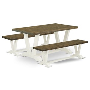 Pemberly Row 3-Piece Wood Dining Table Set in Distressed Jacobean
