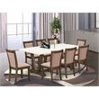 Pemberly Row 9-Piece Acacia Wood Dining Set in Jacobean/Khaki Gray