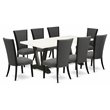 Pemberly Row 9-Piece Wood Dining Set in Dark Gray/Black/White