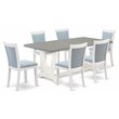 Pemberly Row 7-Piece Acacia Wood Dining Set in White/Blue/Cement