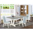 Pemberly Row 5-Piece Wood Dining Set in Linen White and Baby Blue