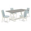 Pemberly Row 5-Piece Wood Dining Set in Linen White and Baby Blue