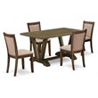 Pemberly Row 5-Piece Rubberwood Dining Set in Jacobean/Dark Khaki Gray