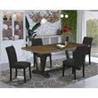 Pemberly Row 5-Piece Rubberwood Dining Set with Black Chairs in Jacobean