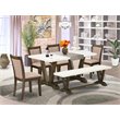 Pemberly Row 6-Piece Rubberwood Dining Set in Khaki Gray/Jacobean/White