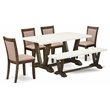 Pemberly Row 6-Piece Rubberwood Dining Set in Khaki Gray/Jacobean/White