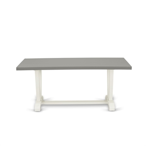 Pemberly Row Rectangular Dining Table with Cement Top and Linen White Legs