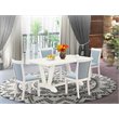 Pemberly Row 5-Piece Rubber Wood Dining Set with Baby Blue Upholstery