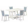 Pemberly Row 5-Piece Rubber Wood Dining Set with Baby Blue Upholstery