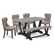 Pemberly Row 6-Piece Wood Dining Set with Fabric Seats in Black/Coffee