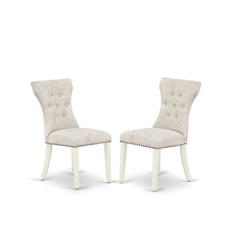 Pemberly Row 7-Piece Wood Dining Set in Doeskin Gray Linen Upholstery