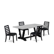 Pemberly Row 5-Piece Wood Dining Table Set in Cement and Wire Brushed Black