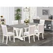 Pemberly Row 7-Piece Acacia Wood Dining Set in White and Cream