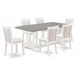 Pemberly Row 7-Piece Acacia Wood Dining Set in White and Cream
